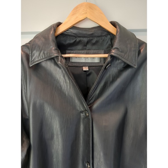 Marc‎ New York Men's Black Button Down Leather Jacket Size Medium - Picture 2 of 10